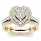 0.50 Ct 14K Yellow Gold Round Cut Diamond Heart Shaped Engagement Ring Set 0.50 Ct 14K Yellow Gold Round Cut Diamond Heart Shaped Engagement Ring Set