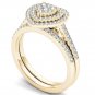 0.50 Ct 14K Yellow Gold Round Cut Diamond Heart Shaped Engagement Ring Set
