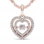 10k Rose Gold 0.18 Ct Round Cut Diamond Dual Heart Beat Pendant Necklace HI I2
