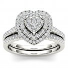 0.50 Ct 14K White Gold Round Cut Diamond Heart Shaped Engagement Ring Set 0.50 Ct 14K White Gold Round Cut Diamond Heart Shaped Engagement Ring Set