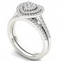 0.50 Ct 14K White Gold Round Cut Diamond Heart Shaped Engagement Ring Set