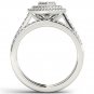 0.50 Ct 14K White Gold Round Cut Diamond Heart Shaped Engagement Ring Set