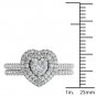 0.50 Ct 14K White Gold Round Cut Diamond Heart Shaped Engagement Ring Set