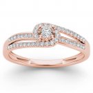 Genuine 14k Rose Gold 0.2 Ct Round Diamond Cluster Engagement Ring HI I2 Size 7 Genuine 14k Rose Gold 0.2 Ct Round Diamond Cluster Engagement Ring HI I2 Size 7