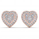 10k Rose Gold 0.33 Ct Brilliant Round Cut Diamond Heart Shaped Earrings 10k Rose Gold 0.33 Ct Brilliant Round Cut Diamond Heart Shaped Earrings