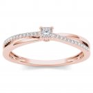 14k Rose Gold 0.13 Ct Natural Princess Cut Diamond Solitaire Engagement Ring 14k Rose Gold 0.13 Ct Natural Princess Cut Diamond Solitaire Engagement Ring