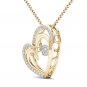 10k Yellow Gold 0.15 Ct Round Cut Diamond Dual Heart Beat Pendant Necklace HI I2