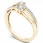 Genuine 14K Yellow Gold 0.33 Ct Brillant Princess Cut Diamond Engagement Ring