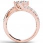 14K Rose Gold 1.50 Ct Brillant Princess Cut Diamond Two Stone Engagement Ring