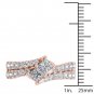 14K Rose Gold 1.50 Ct Brillant Princess Cut Diamond Two Stone Engagement Ring