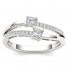 Genuine 14K White Gold 0.33 Ct Brillant Princess Cut Diamond Engagement Ring Genuine 14K White Gold 0.33 Ct Brillant Princess Cut Diamond Engagement Ring