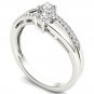 Genuine 14K White Gold 0.33 Ct Brillant Princess Cut Diamond Engagement Ring
