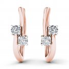 10k Rose Gold 0.33 Ct Brilliant Round Cut Diamond Two-Stone Hoop Earrings