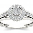 14k White Gold 0.20 Ct Natural Round Cut Diamond Cluster Halo Engagement Ring HI