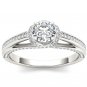 14k White Gold 1.00 Ct Round Cut Diamond Classic Solitaire Halo Engagement Ring