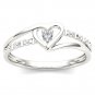Solid 10k White Gold 0.04 Ct Round Cut Diamond Heart Engagement Fashion Ring