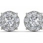 Solid 10k White Gold 1.25 Ct Round Cut Diamond Stud Earrings HI I2 Pushback