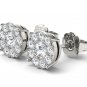 Solid 10k White Gold 1.25 Ct Round Cut Diamond Stud Earrings HI I2 Pushback