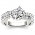 14K White Gold 1.50 Ct Brillant Princess Cut Diamond Two Stone Engagement Ring 14K White Gold 1.50 Ct Brillant Princess Cut Diamond Two Stone Engagement Ring