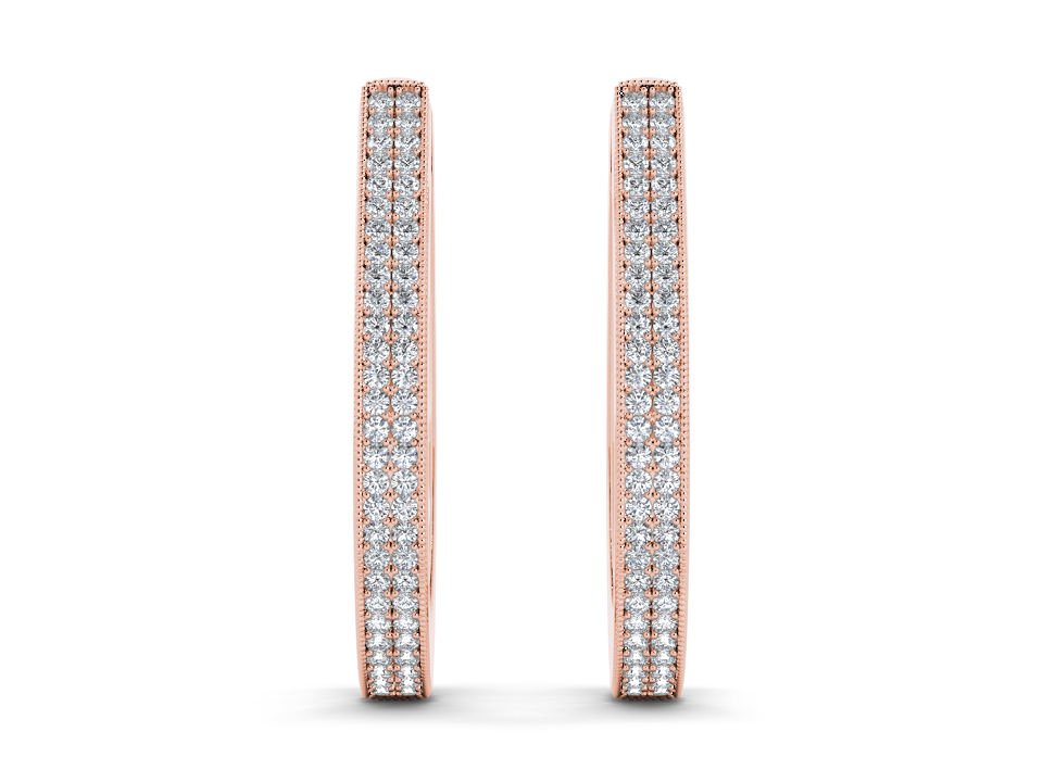 Natural 10k Rose Gold 0.33 Ct Round Cut Diamond Hoop Earrings HI I2 Hooks