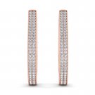 Natural 10k Rose Gold 0.33 Ct Round Cut Diamond Hoop Earrings HI I2 Hooks