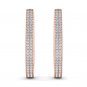 Natural 10k Rose Gold 0.33 Ct Round Cut Diamond Hoop Earrings HI I2 Hooks