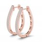 Natural 10k Rose Gold 0.33 Ct Round Cut Diamond Hoop Earrings HI I2 Hooks