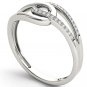 Natural 10k White Gold 0.08 Ct Rond Cut Diamond Interlock Fashion Ring HI I2