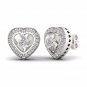 S925 Sterling Silver 0.33Ct Natural Diamond  Heart- Shaped Frame Stud Earrings