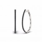 S925 Sterling Silver 0.25Ct Round Cut Black Diamond Hoop Earrings S925 Sterling Silver 0.25Ct Round Cut Black Diamond Hoop Earrings