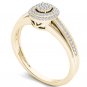 14k Yellow Gold 0.20Ct Natural Round Cut Diamond Cluster Halo Engagement Ring HI