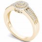 14k Yellow Gold 0.18 Ct Diamond Cluster Halo Vintage Style Engagement Ring HI I2