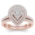 0.50 Ct 14K Rose Gold Round Cut Diamond Pear Shaped Halo Engagement Ring 0.50 Ct 14K Rose Gold Round Cut Diamond Pear Shaped Halo Engagement Ring