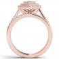 0.50 Ct 14K Rose Gold Round Cut Diamond Pear Shaped Halo Engagement Ring