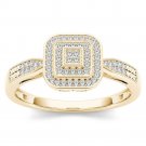 14k Yellow Gold 0.15Ct Round Cut Diamond Halo Vintage Style Engagement Ring HI