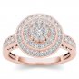 Solid 10k Rose Gold 0.50Ct Diamond Round Cluster Halo Engagement Ring Set  HI,I2
