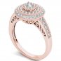 Solid 10k Rose Gold 0.50Ct Diamond Round Cluster Halo Engagement Ring Set  HI,I2