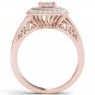 Solid 10k Rose Gold 0.50Ct Diamond Round Cluster Halo Engagement Ring Set  HI,I2