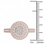 Solid 10k Rose Gold 0.50Ct Diamond Round Cluster Halo Engagement Ring Set  HI,I2