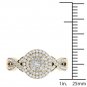 10k Yellow Gold 0.40Ct Diamond Cluste Double Halo Bypass Engagement Ring HI,I2
