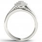 Solid 14k White Gold 0.33Ct Diamond Pear Shaped Cluste Halo Engagement Ring Set