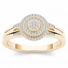 14k Natural Yellow Gold 0.15 Ct Round Diamond Halo Engagement Fashion Ring HI I2 14k Natural Yellow Gold 0.15 Ct Round Diamond Halo Engagement Fashion Ring HI I2