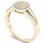 14k Natural Yellow Gold 0.15 Ct Round Diamond Halo Engagement Fashion Ring HI I2