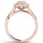 10k Rose Gold 0.40Ct Diamond Cluster Double Halo Bypass Engagement Ring HI,I2