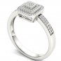 14k White Gold 0.15 Ct Diamond Halo Vintage Style Engagement Ring HI I2 Size 7