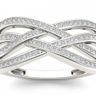 10k White Gold 0.07 Ct Round Cut Diamond Criss-Cross Fashion Engagement Ring HI 10k White Gold 0.07 Ct Round Cut Diamond Criss-Cross Fashion Engagement Ring HI