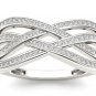 10k White Gold 0.07 Ct Round Cut Diamond Criss-Cross Fashion Engagement Ring HI