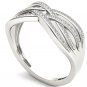 10k White Gold 0.07 Ct Round Cut Diamond Criss-Cross Fashion Engagement Ring HI
