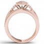 Solid 10k Rose Gold 0.50Ct Diamond Pear Shaped Cluster Halo Engagement Ring Set