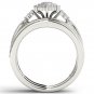Solid 10k White Gold 0.50Ct Diamond Pear Shaped Cluster Halo Engagement Ring Set